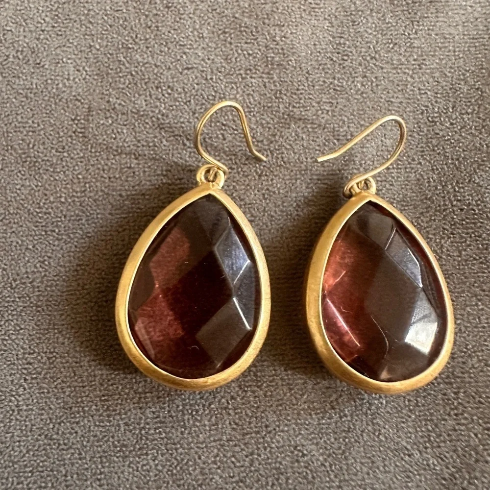 Gold and Pink Teardrop Earrings with Faceted Stones Feminine Bridal Date Night